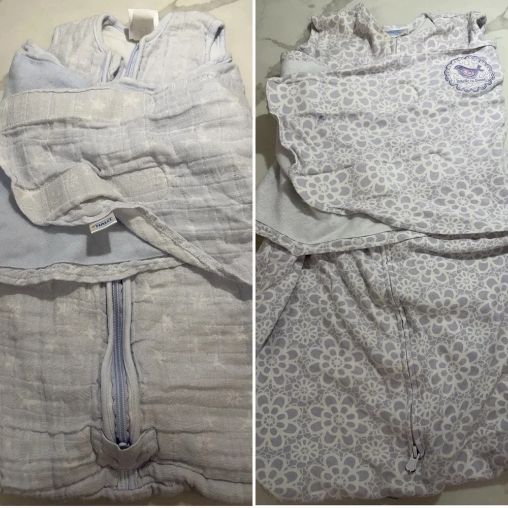 Halo Lot Of 2 Sleepsack Swaddles Sz NB / S Gauzy Gender Neutral Geometric